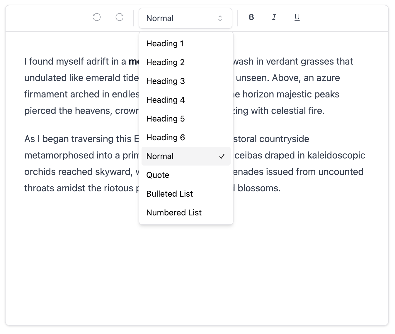 Block Type Dropdown